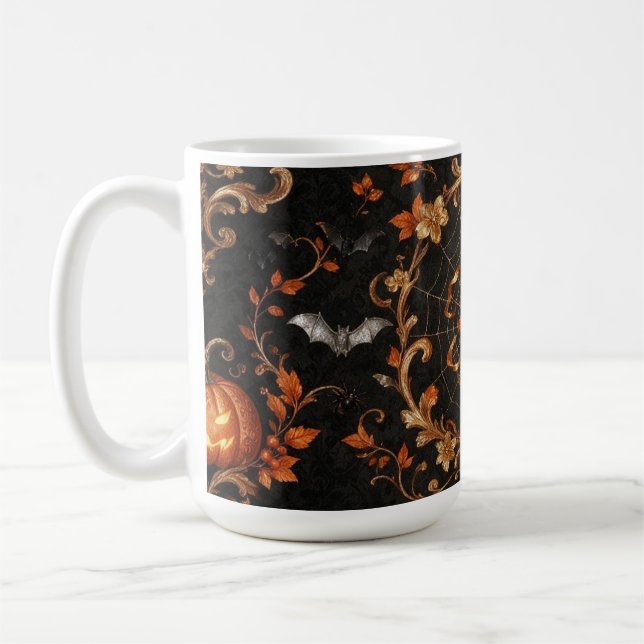 Gothic Orange Pumpkin Klassisk Mugg  (Vänster)