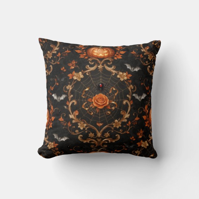 Gothic Orange Ros Kudd - Halloween  Kudde (Framsida)