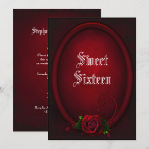 Gothic Oval Ram & Blood Ro Sweet 16 Inbjudningar