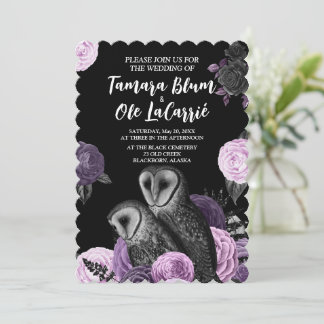 Gothic Owls Wedding Inbjudningar