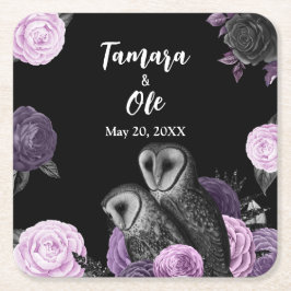 Gothic Owls Wedding Underlägg Papper Kvadrat