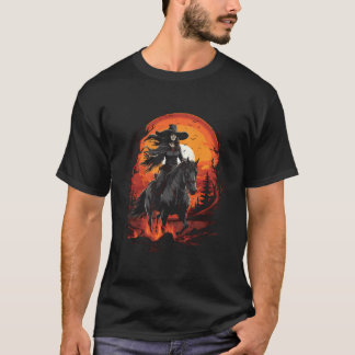Gothic Pagan Woman Goth Witch på häst Halloween T Shirt