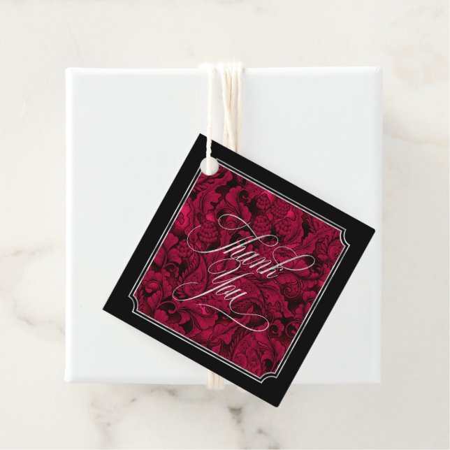 Gothic Paisley Ram Burgundy ID866 Gåvor Etiketter (På plats)