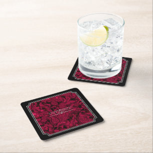 Gothic Paisley Ram Burgundy ID866 Underlägg Papper Kvadrat