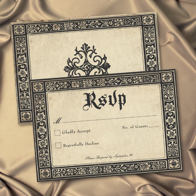 Gothic Parchment Medieval Until Death Wedding OSA Kort (Gothic Parchment Medieval Until Death Wedding RSVP Card)