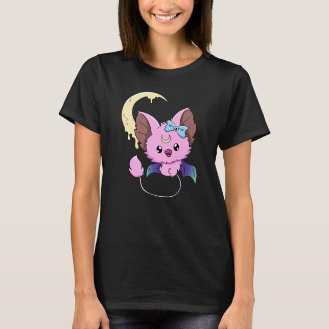Gothic Pastel Teddy Bat Creepy Voodoo T Shirt (Framsida)