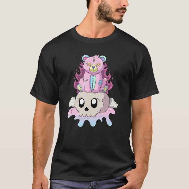 Gothic Pastel Teddy Fladdermus Creepy Voodoo 1 T Shirt (Framsida)