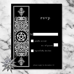 Gothic Pentagram Star Black White Bröllop OSA Kort