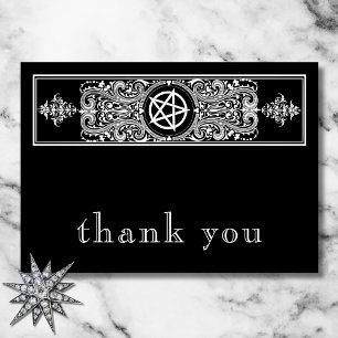 Gothic Pentagram Star Black White Bröllop Tack Kort