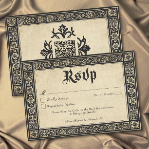 Gothic Pergament Medeltida Tills Döden Wedding QR OSA Kort