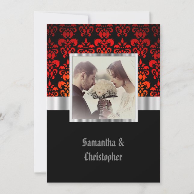 Gothic photo template wedding invitation inbjudningar (Baksida)
