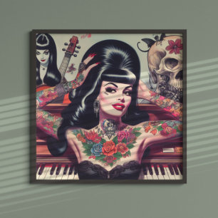 Gothic Piano Girl Poster
