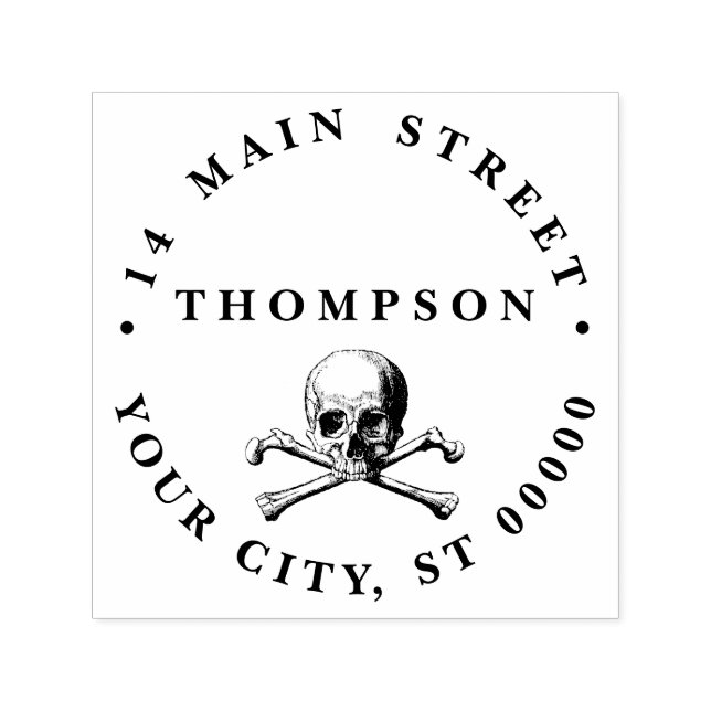 Gothic Pirat Skull Crossbone Namn Returadress Självfärgande Stämpel (Design)