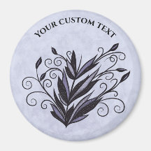 Gothic Plant Art - Black and Lila Blommigt Swirl