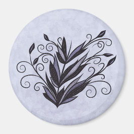 Gothic Plant Art - Black and Lila Blommigt Swirl Magnet