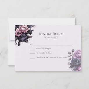 Gothic Plommon Blommig Bröllops RSVP-kort OSA Kort