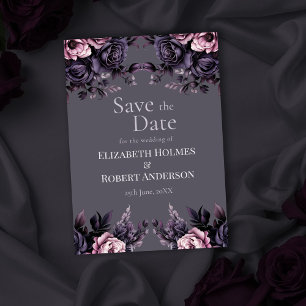 Gothic Plommon Blommig Spara Datum Inbjudningar