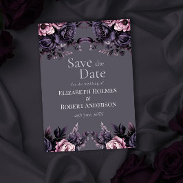 Gothic Plum Floral Save the Date Inbjudningar