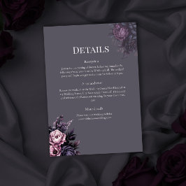 Gothic Plum Floral Wedding Details Card Inbjudningar