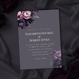 Gothic Plum Floral Wedding Invitation Inbjudningar
