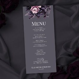 Gothic Plum Floral Wedding Menu Meny