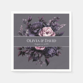 Gothic Plum Floral Wedding Napkins Pappersservett