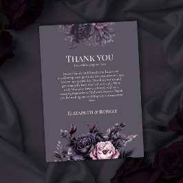 Gothic Plum Floral Wedding Thank You Card Tack Kort