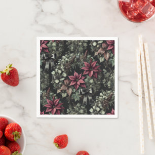 Gothic Poinsettia Wreaths Festive Decoupage Papper Pappersservett