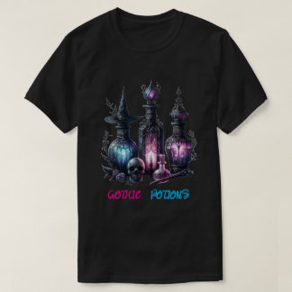 Gothic Potion Bottles T-Shirt | Mörk Fantasy & Kvi