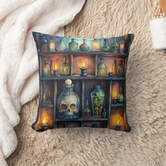 Gothic Potion Flaskor - Mörk Apothecary Kudde (Filt)