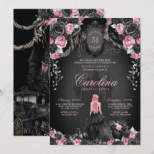 Gothic Princess Halloween Rosa Black Quinceanera