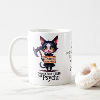 Gothic Psycho Cute Cat With Axe Kaffemugg