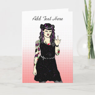 Gothic Punk Girl Flipping the Bird Anpassningsbar Kort