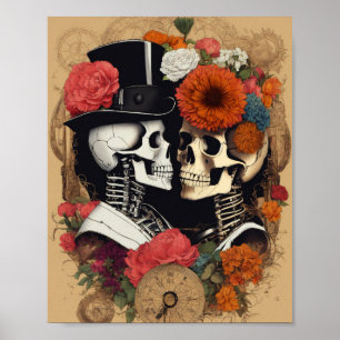 Gothic Punk Sten'n'Roll Döskallar i Kärlek Wall Ar Poster