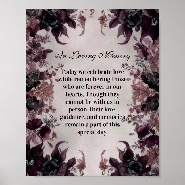 Gothic Purple Bloom Bröllop Poster (Framsidan)
