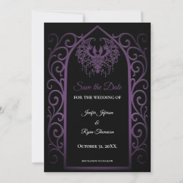 Gothic purple border wedding save the dat meddelande