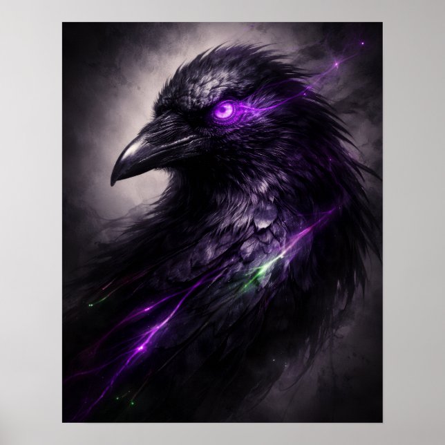 Gothic Purple Raven Wall Art Poster (Framsidan)