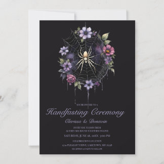 Gothic Purple Spider Floral Web Handfasting Inbjudningar