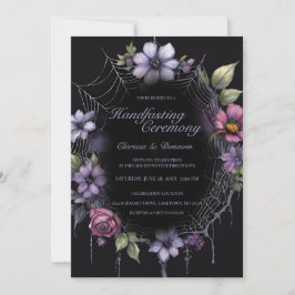 Gothic Purple Spider Floral Web Handfasting Inbjudningar