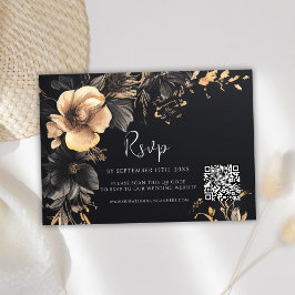 Gothic QR-kod Blommigt Bröllop OSA Kort