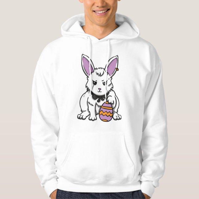 Gothic Rabbit Gothic Bunny Gothic Påsk Emo Goth Hoodie (Framsida)