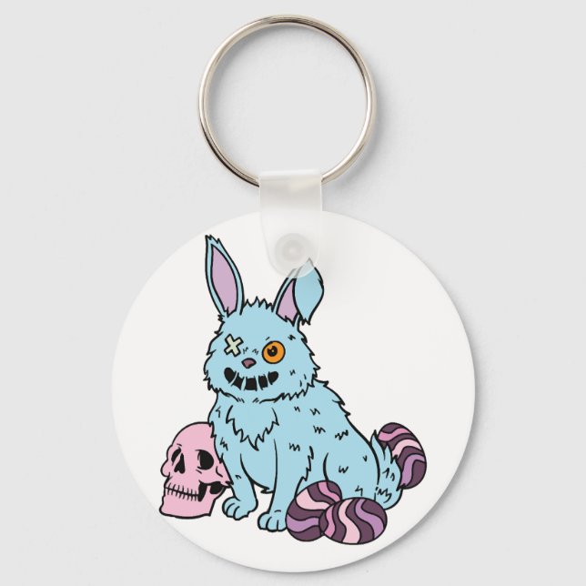 Gothic Rabbit Gothic Bunny Gothic Påsk Emo Goth Nyckelring (Framsida)