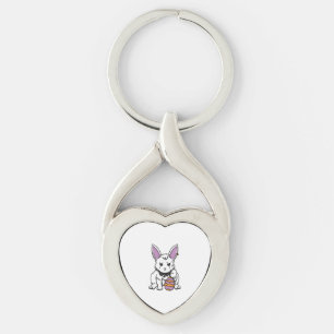 Gothic Rabbit Gothic Bunny Gothic Påsk Emo Goth Twisted Heart Silverfärgad Nyckelring