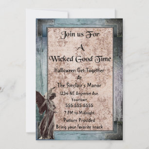 Gothic Ram Grunge Damask Angel Halloween fest Inbjudningar