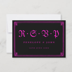 Gothic Ram Rosa Black Typography Bröllop OSA Kort