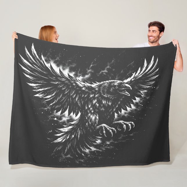 Gothic Raven – av BurnsInHell Fleecefilt (På plats)
