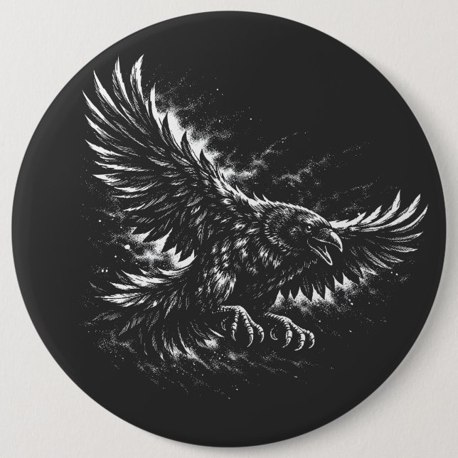 Gothic Raven – av BurnsInHell Knapp (Framsida)