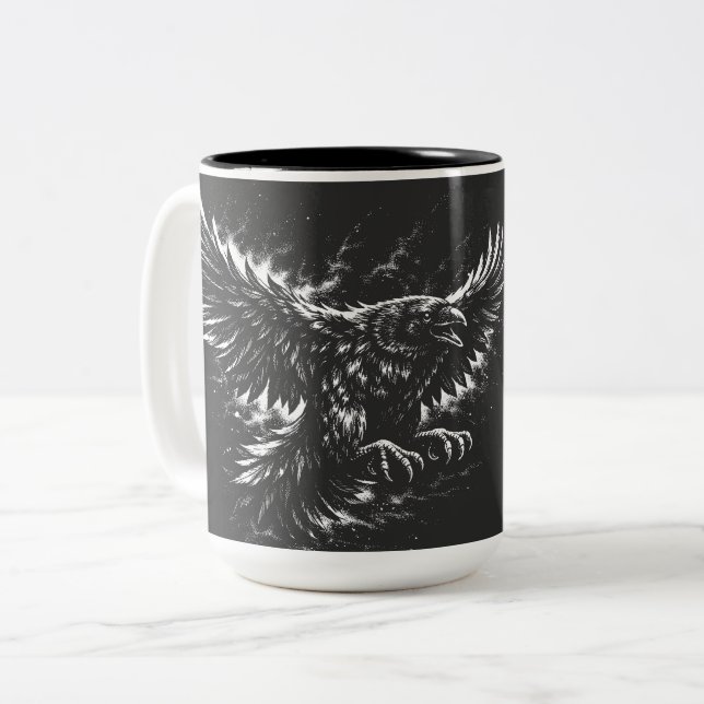 Gothic Raven – av BurnsInHell Två-Tonad Mugg (Framsida vänster)