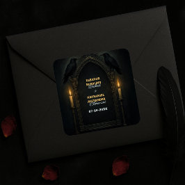 Gothic Raven Candlelight Arch Bröllop Fyrkantigt Klistermärke