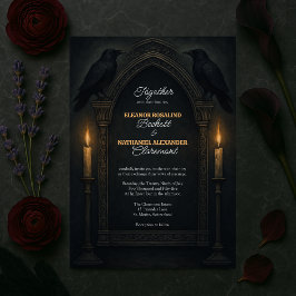 Gothic Raven Candlelight Arch bröllopsinbjudan Inbjudningar